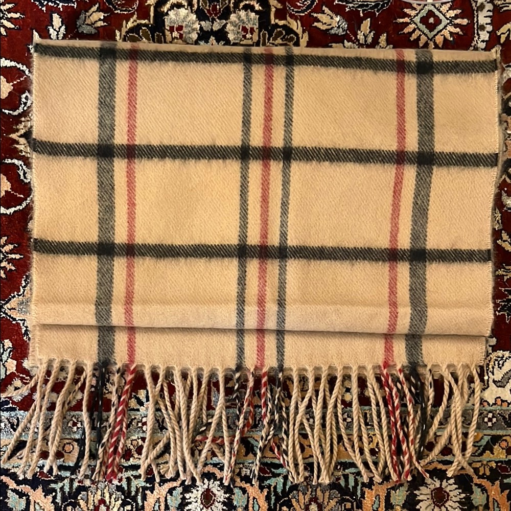 Classic Beige Plaid Scarf - Burberry Style
